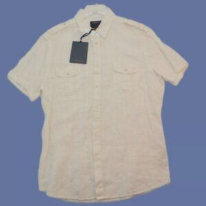 CLASS Roberto Cavalli Regular Fit 100% Flax Men's Shirt US Size 44 White New